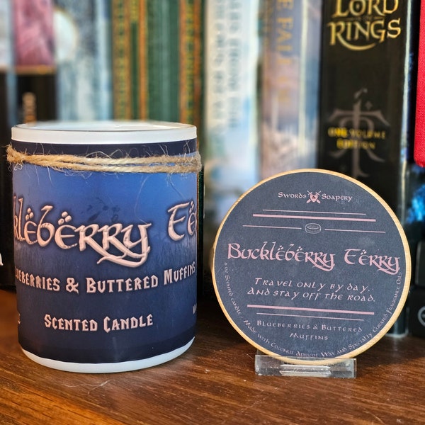 BUCKLEBERRY FERRY Embellished 7-oz Glass Tumbler Candle * Tolkien/Lord of the Rings/Hobbit/Middle-Earth-Inspired