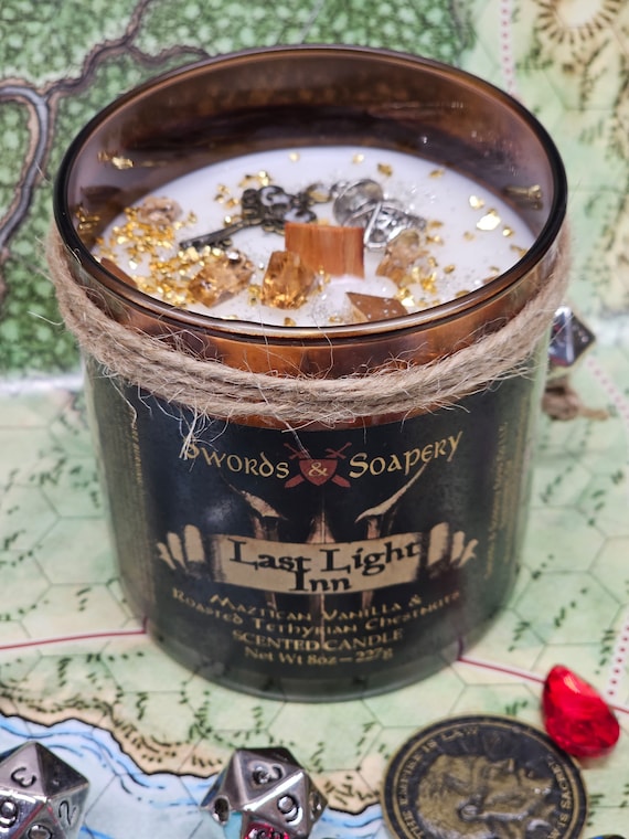 The Last Light Inn, Baldur's Gate D&D Embellished 7-oz Glass Tumbler Candles * Dungeons and Dragons-Inspired