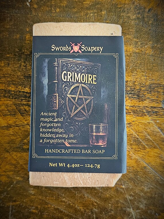 GRIMOIRE – Leather & Oak Fantasy Artisan Soap | Cold Process, Moody Floral, Handmade Gift