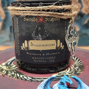 Dragonborn ESO Embellished 7-oz Glass Tumbler Candles * Elder Scrolls Skyrim-Inspired