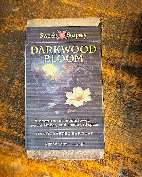 DARKWOOD BLOOM – Earthy Woods & Vanilla Fantasy Artisan Soap | Cold Process, Moody Floral, Handmade Gift