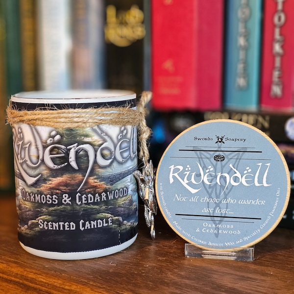 RIVENDELL Embellished 7-oz Glass Tumbler Candle * Tolkien/Lord of the Rings/Hobbit/Middle-Earth-Inspired