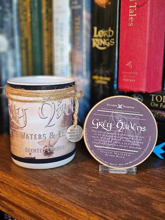 GREY HAVENS Embellished 7-oz Glass Tumbler Candle * Tolkien/Lord of the Rings/Hobbit/Middle-Earth-Inspired