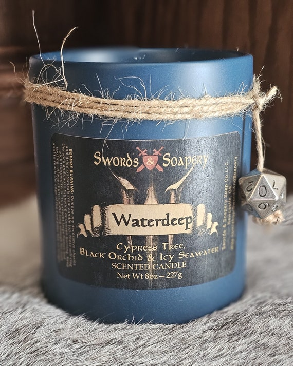 WATERDEEP Embellished 14-oz Glass Tumbler Candle * Baldur's Gate/BG3/Neverwinter/D&D/DnD/Dungeons and Dragons/RPG/Epic Fantasy-Inspired