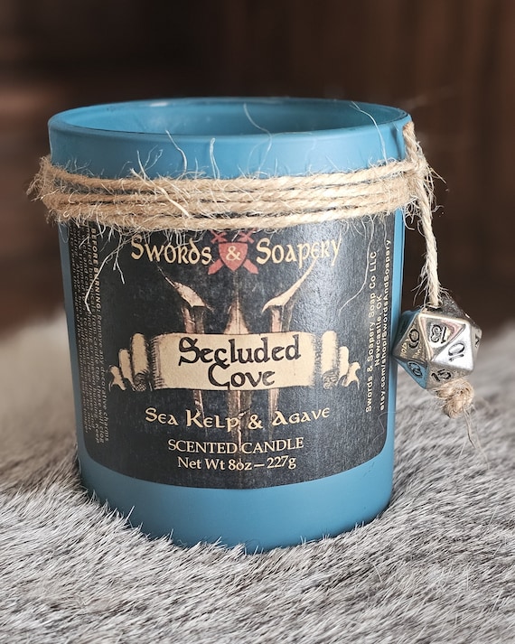 SECLUDED COVE Embellished 7-oz Glass Tumbler Candle * Baldur's Gate/BG3/Neverwinter/D&D/DnD/Dungeons and Dragons/RPG/Epic Fantasy-Inspired