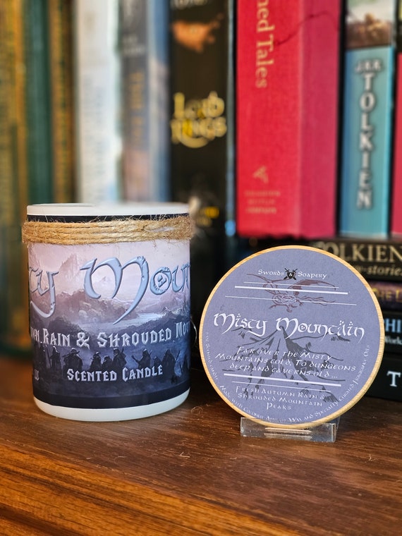 MISTY MOUNTAIN Embellished 7-oz Glass Tumbler Candle * Tolkien/Lord of the Rings/Hobbit/Middle-Earth-Inspired