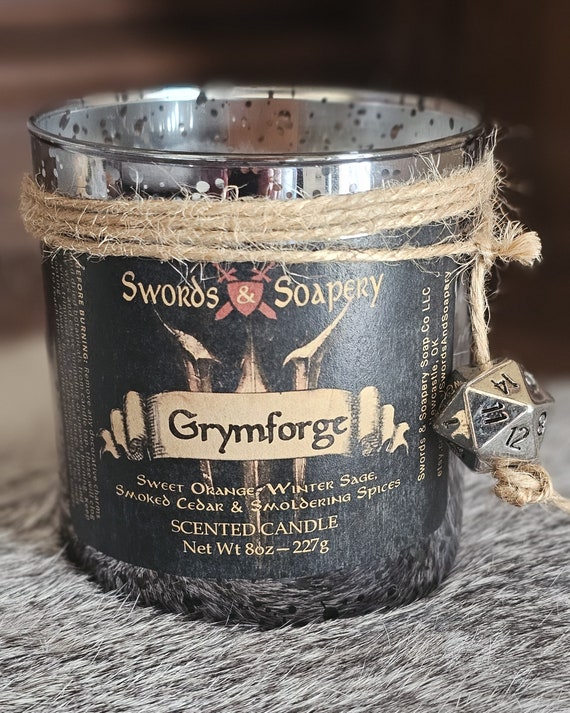 GRYMFORGE Embellished 7-oz Glass Tumbler Candle * Baldur's Gate/BG3/Neverwinter/D&D/DnD/Dungeons and Dragons/RPG/Epic Fantasy-Inspired