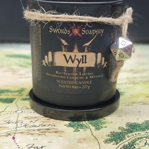 Wyll - The Blade of Frontiers - Baldur&#39;s Gate D&D Embellished 7-oz Glass Tumbler Candles * Dungeons and Dragons-Inspired