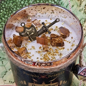 Barrel-Aged Callidyrran, Baldur&#39;s Gate D&D Embellished 7-oz Glass Tumbler Candles * Dungeons and Dragons-Inspired
