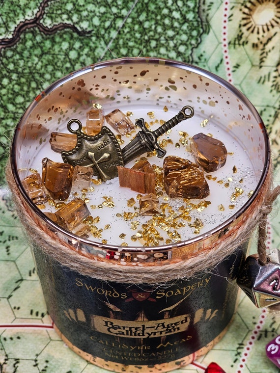 Barrel-Aged Callidyrran, Baldur's Gate D&D Embellished 7-oz Glass Tumbler Candles * Dungeons and Dragons-Inspired