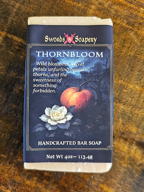 THORNBLOOM – Dark Gardenia & Peach Fantasy Artisan Soap | Cold Process, Moody Floral, Handmade Gift