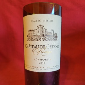 Chateau De Grezels Prestige Cahors 2018 Malbec-Merlot Wine Bottle Candle