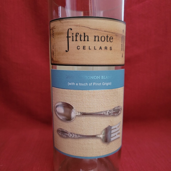 Fifth Note Cellars, 2019 Sauvignon Blanc, Sonoma County, CA, Wine Bottle Candle, Gift for Wine Lover, Recycled, Upcycled, Soy Candle
