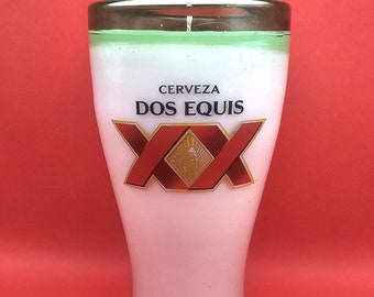 Dox Equis Cerveza Candle, Cabin Scent, Gift for Beer Lover, Recycled, Upcycled, Christmas Gift, Hand-blown Glass Candle, Mexican Lager