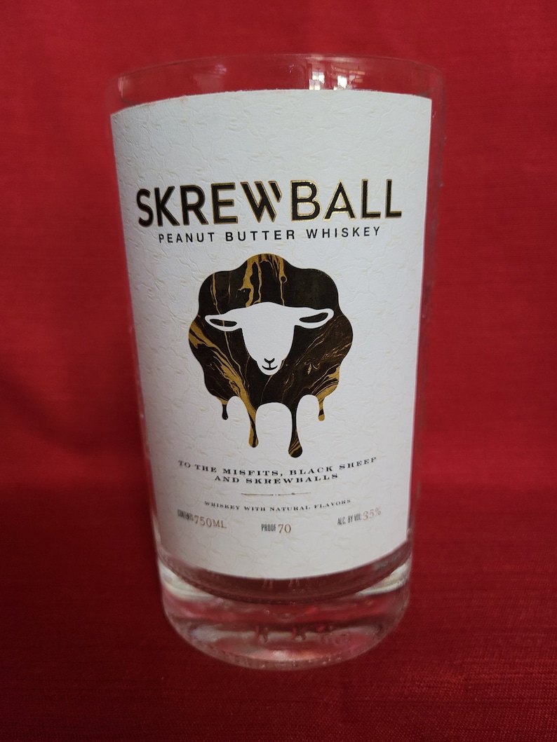 Skrewball Peanut Butter Whiskey Whisky Bottle Candle, Recycled Bottle