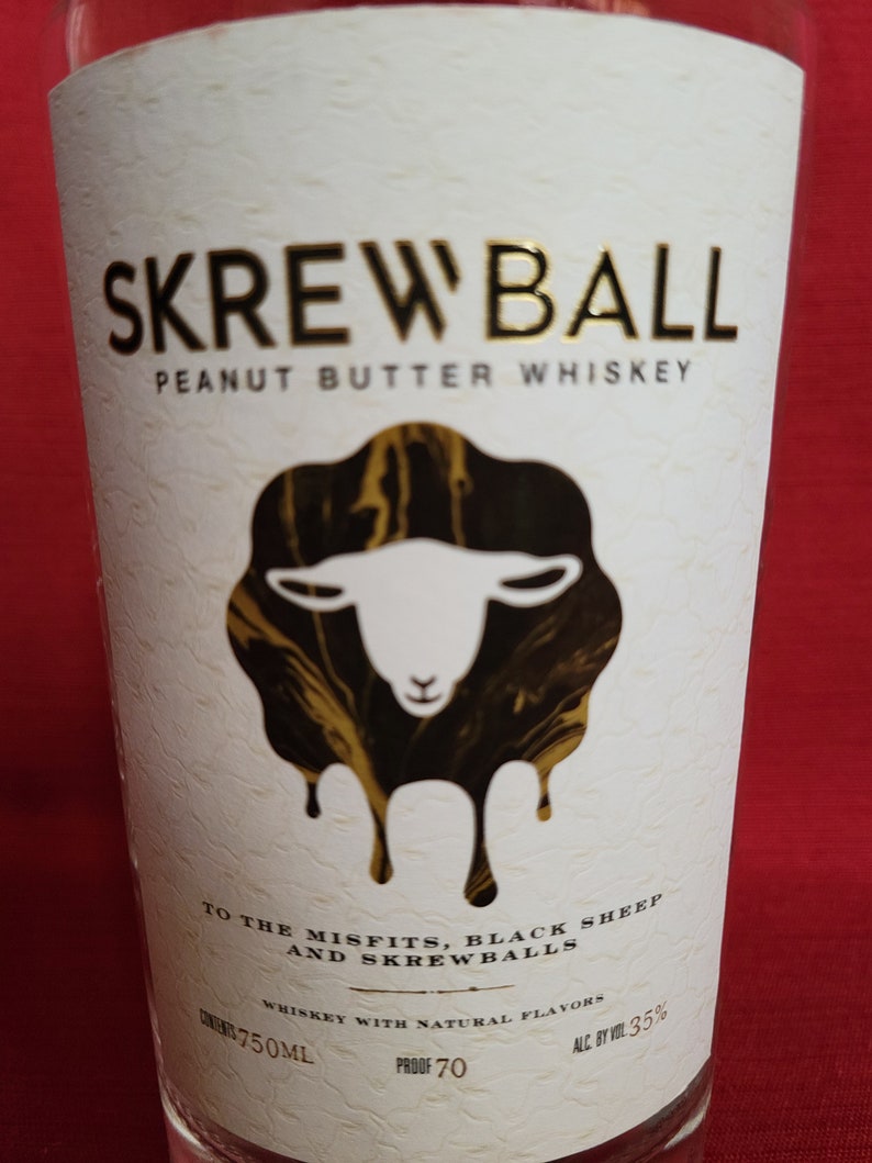 Skrewball Peanut Butter Whiskey Whisky Bottle Candle, Recycled Bottle