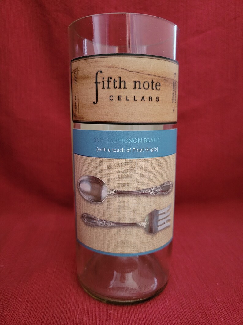 Fifth Note Cellars, 2019 Sauvignon Blanc, Sonoma County, CA, Wine Bottle Candle, Gift for Wine Lover, Recycled, Upcycled, Soy Candle image 1