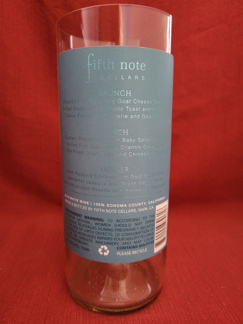 Fifth Note Cellars, 2019 Sauvignon Blanc, Sonoma County, CA, Wine Bottle Candle, Gift for Wine Lover, Recycled, Upcycled, Soy Candle image 3