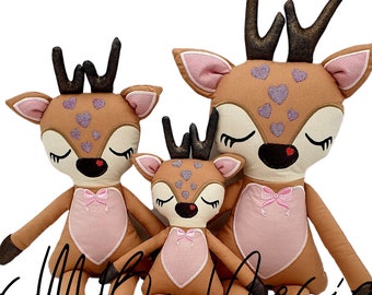 ITH in the hoop embroidery file Deer doll,  Reindeer doll, 3 size bundle