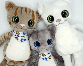 ITH in the hoop embroidery file Kitty, big eye doll, 2 sizes