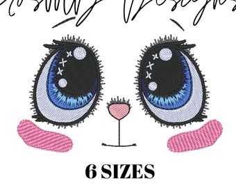 Bunny Doll Face Machine Embroidery Design: ITH Pattern (4x4, 5x7 Hoop) (Digital Download)