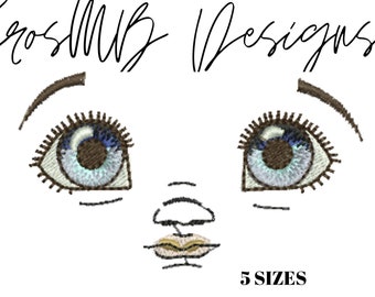 ITH In The Hoop Doll face embroidery design for doll making