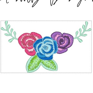 Modern bouquet of roses embroidery design