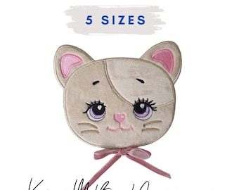 Patrón de bordado de la máquina de apliques Kitty, 5 TAMAÑOS