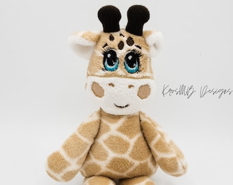 In the hoop ITH custom baby giraffe embroidery doll for 20cm x 30cm hoop