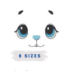 Bunny Face Embroidery Design: ITH Doll Pattern, 8 Sizes (Digital Download)