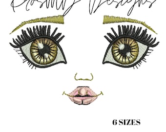 ITH Doll Face Embroidery Design: 4x4, 6x6 Hoop (Digital Download)