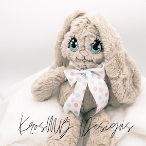 In the Hoop Bunny Big Eye Embroidery Design for 16x26cm (6x10 inch) Hoop | ITH Plush Bunny Embroidery Pattern