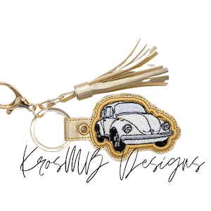 ITH Buggy Key Fob Snap tab Embroidery Design -  VW Beetle Embroidery Pattern in the hoop