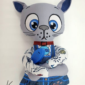 ITH in the hoop embroidery file Cat big eye doll, cute kitty boy design 36x20cm  hoop