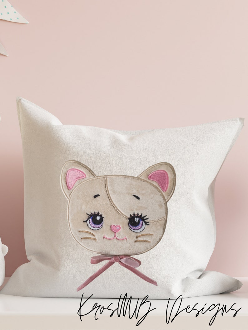 Kitty Applique Machine Embroidery Pattern 5 SIZES | Etsy