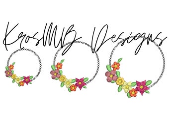 Small minimalist floral wreath embroidery design