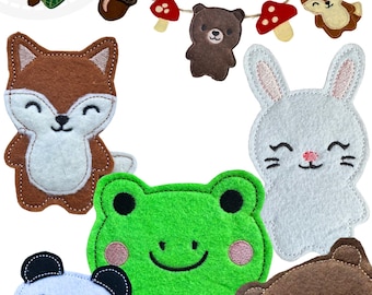 ITH Pocket Pal Felt Friends Embroidery Design In the Hoop Animal Appliqué Pattern Machine Embroidery Files for Feltie Toys and Bookmarks