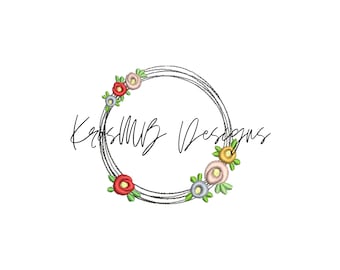 Small minimalist wire and flower wreath embroidery design