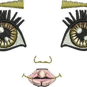 In the hoop doll face embroidery design file 4x4,6x6 hoop, ITH face pattern image 3