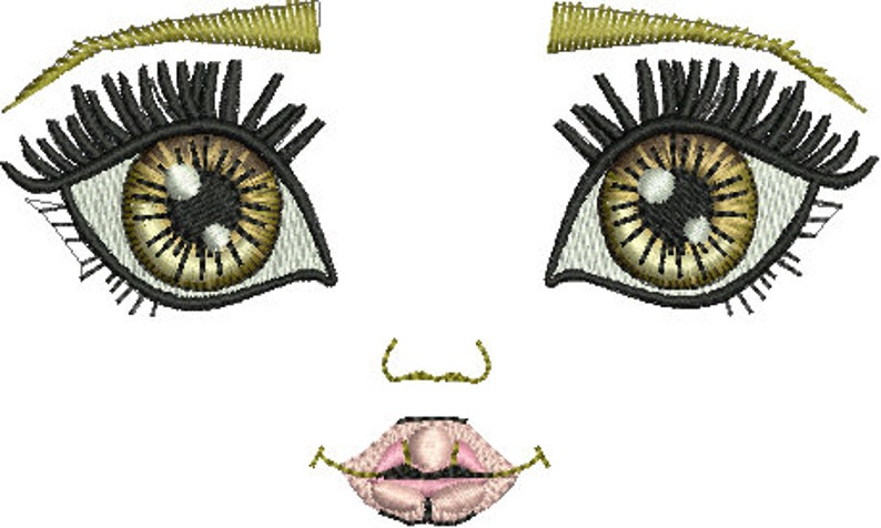 In the hoop doll face embroidery design file 4x4,6x6 hoop, ITH face pattern image 3