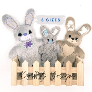 In the Hoop bunny Stuffed Embroidery Machine Rabbit 5 size Digital download