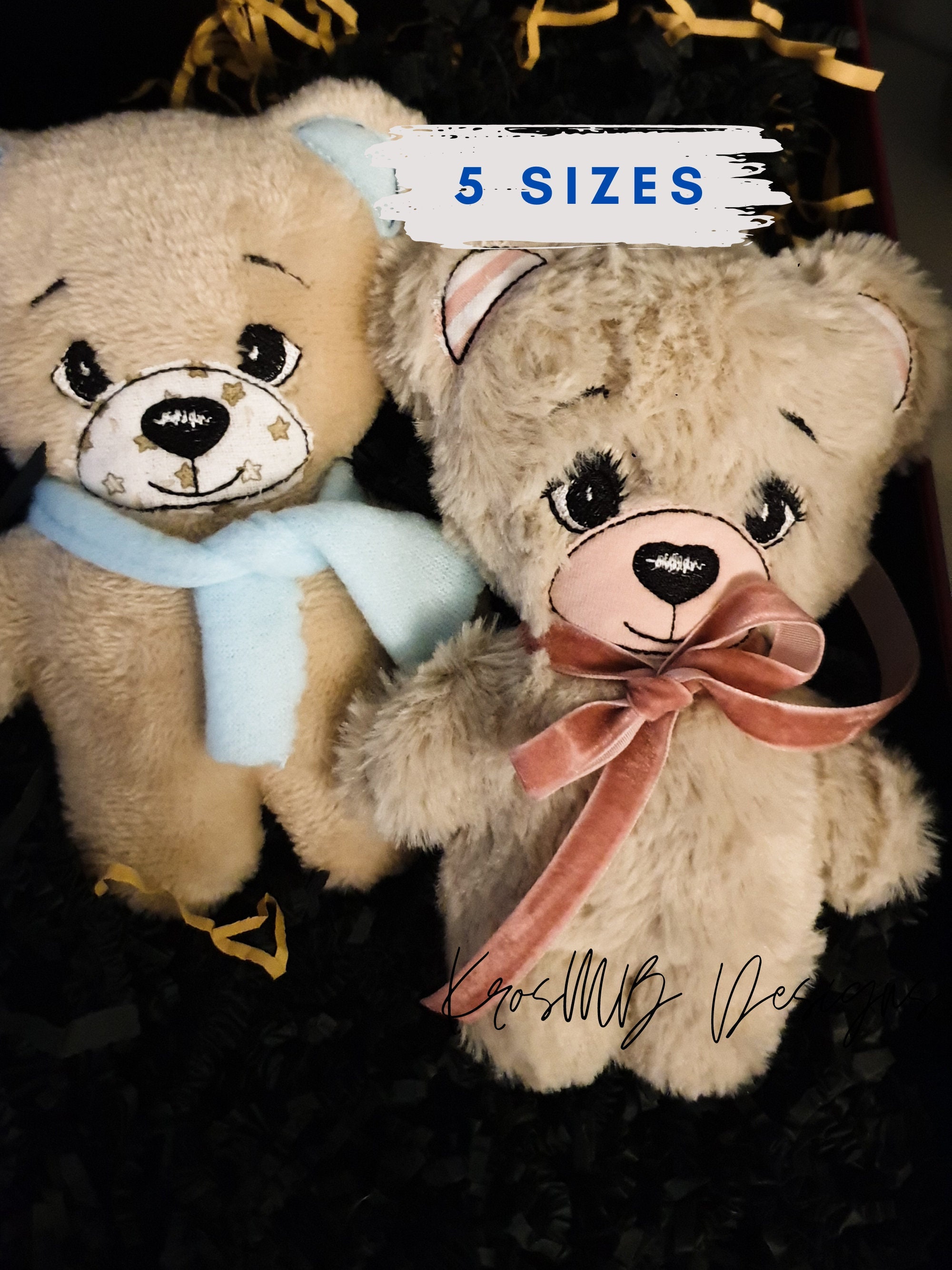 5 Size in the Hoop Teddy Bear Stuffed Embroidery Machine - Etsy