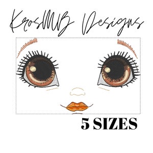 In the hoop Doll face machine embroidery design, Doll face pattern, ITH doll Pattern
