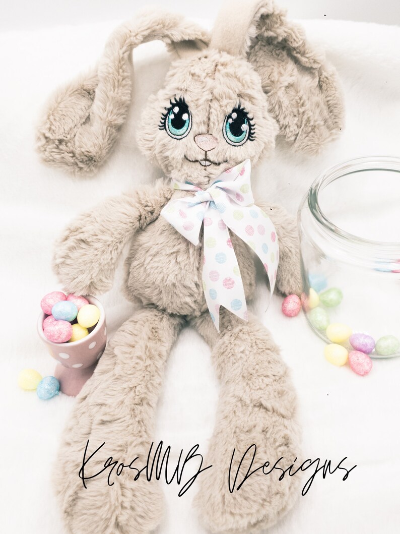 ITH BUNNY, EMBROIDERY RABBIT, MACHINE EMBROIDERY DESIGN, BIG EYE DOLL DESIGN, FLUFFY BUNNY, LONG PAWS RABBIT