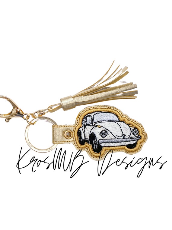 Ith buggy key fob snap tab embroidery design vw beetle  etsy
