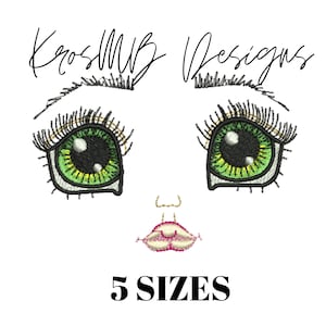 Big eye doll face embroidery design 4&quot;x4&quot;,6&quot;x6&quot; hoop