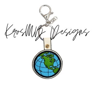ITH earth Key Fob Snaptab Embroidery Design - Embroidery Pattern in the hoop