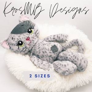In the Hoop Kitty Cat Embroidery Doll Pattern – ITH Plush Stuffed Animal Design (2 Sizes Included) with PDF and Video Tutorial