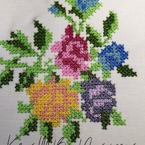 Cross stitch flowers machine embroidery design 3sizes