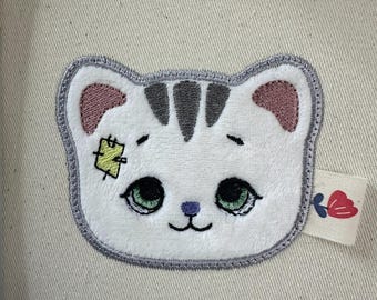 Diseño de bordado de gato con apliques, descarga digital para sudaderas, archivo de bordado a máquina compatible con Brother